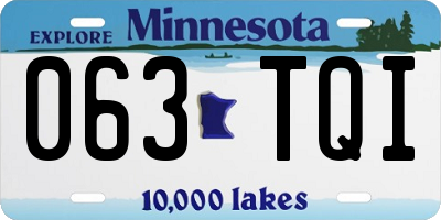 MN license plate 063TQI