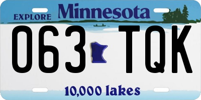MN license plate 063TQK
