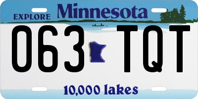 MN license plate 063TQT