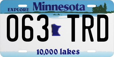 MN license plate 063TRD