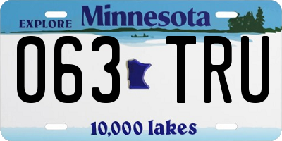 MN license plate 063TRU