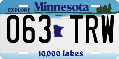 MN license plate 063TRW