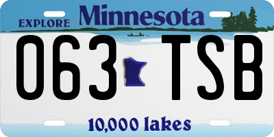MN license plate 063TSB