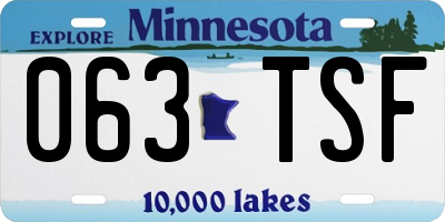 MN license plate 063TSF