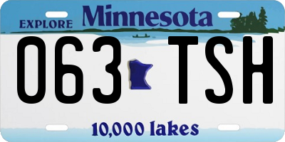 MN license plate 063TSH