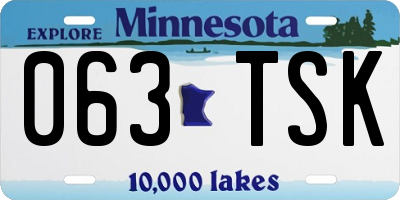 MN license plate 063TSK