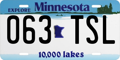 MN license plate 063TSL