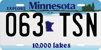 MN license plate 063TSN
