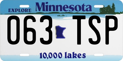 MN license plate 063TSP