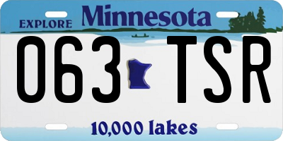 MN license plate 063TSR