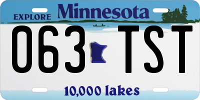 MN license plate 063TST