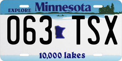 MN license plate 063TSX