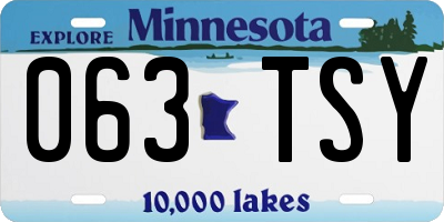 MN license plate 063TSY