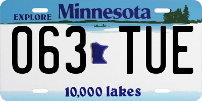 MN license plate 063TUE