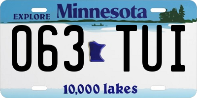 MN license plate 063TUI