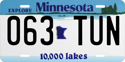 MN license plate 063TUN
