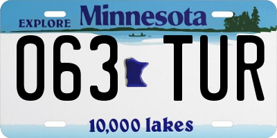 MN license plate 063TUR