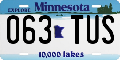 MN license plate 063TUS