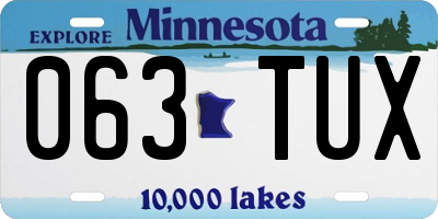 MN license plate 063TUX