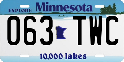 MN license plate 063TWC