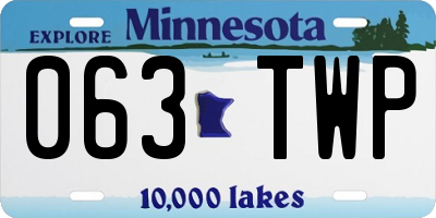 MN license plate 063TWP