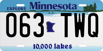 MN license plate 063TWQ