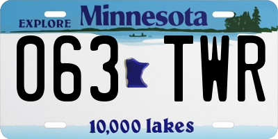 MN license plate 063TWR