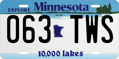 MN license plate 063TWS