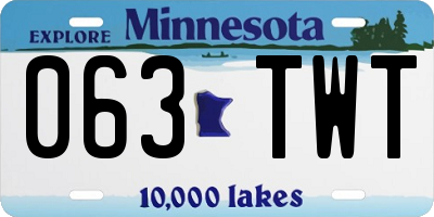 MN license plate 063TWT