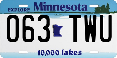 MN license plate 063TWU