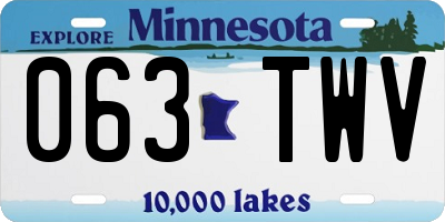MN license plate 063TWV