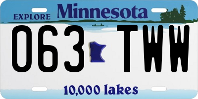 MN license plate 063TWW