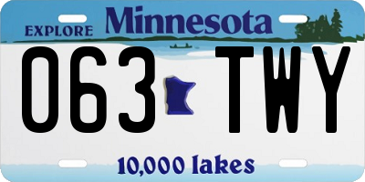 MN license plate 063TWY