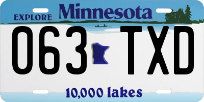 MN license plate 063TXD