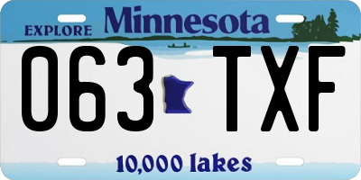 MN license plate 063TXF