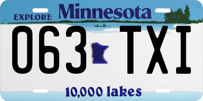 MN license plate 063TXI