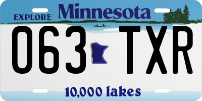 MN license plate 063TXR