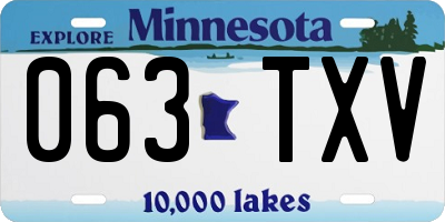 MN license plate 063TXV