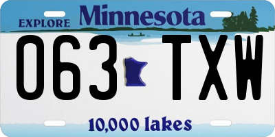 MN license plate 063TXW