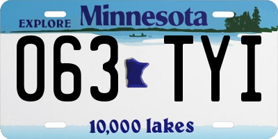 MN license plate 063TYI