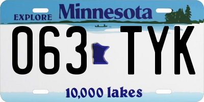 MN license plate 063TYK
