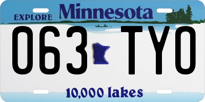 MN license plate 063TYO