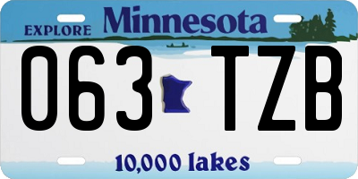 MN license plate 063TZB