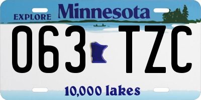 MN license plate 063TZC