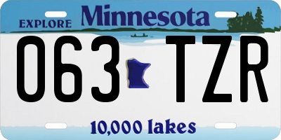 MN license plate 063TZR