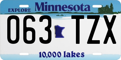 MN license plate 063TZX