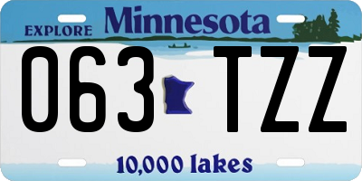 MN license plate 063TZZ