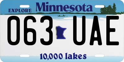 MN license plate 063UAE