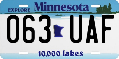 MN license plate 063UAF