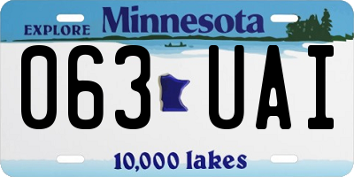 MN license plate 063UAI
